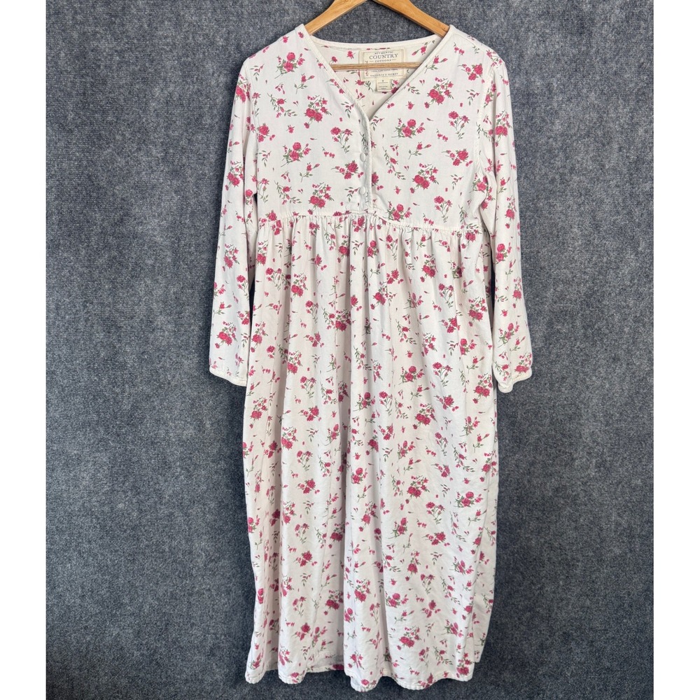 Vintage Victorias Secret Country Cotton Gown Women S White Floral Cottage Praire